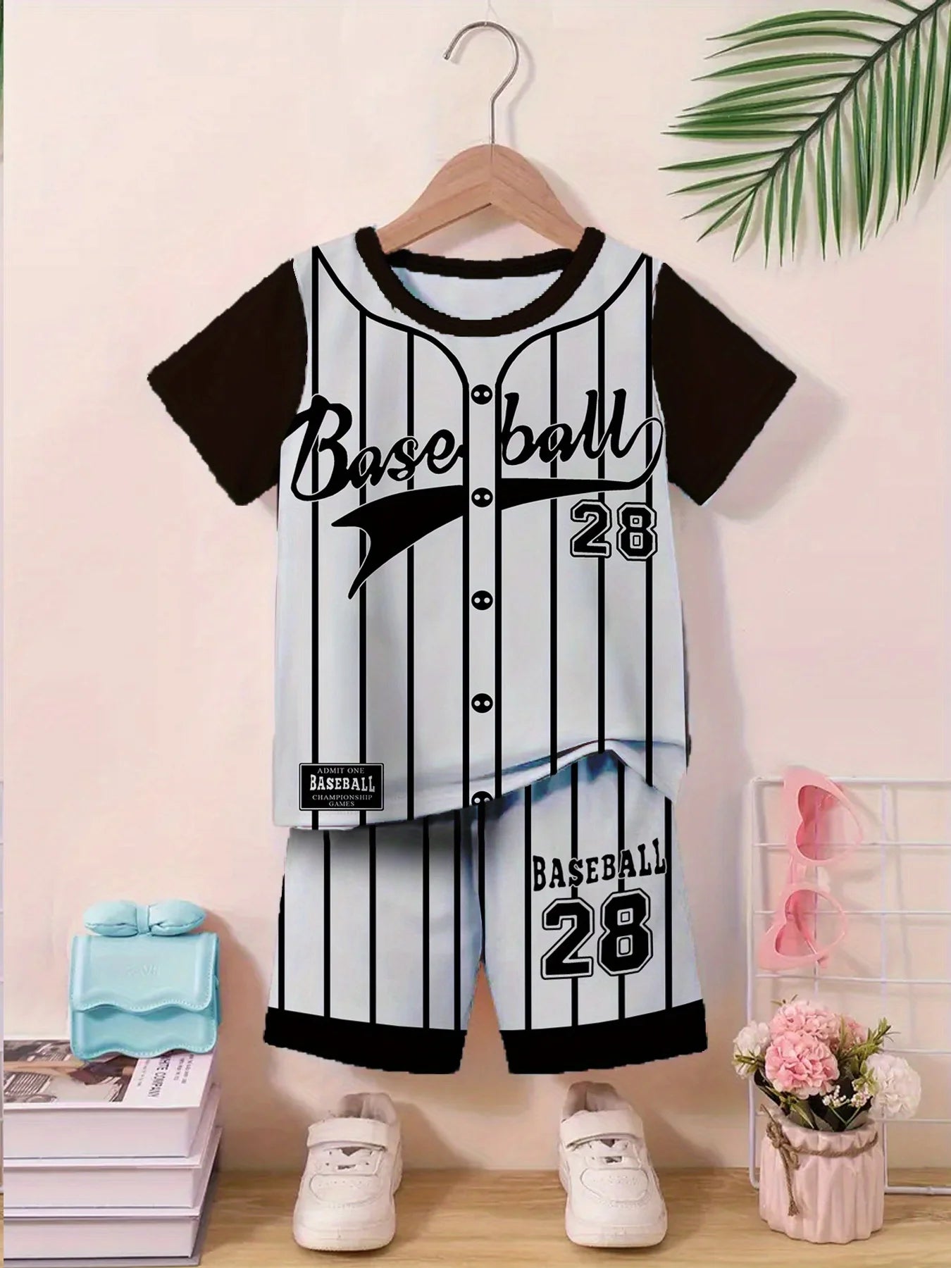 Summer 2025 new children's set for boys and girls, short sleeves and shorts, comfortable and breathable, 3d printed polyester fi