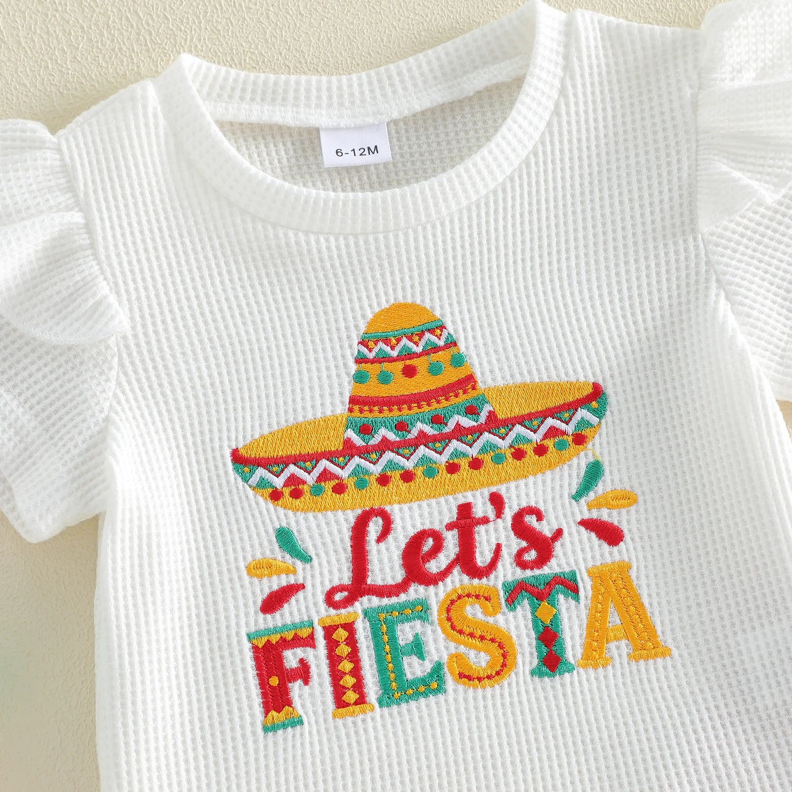 Kids Girl Summer Outfits Sombrero Embroidery Print Short Sleeves T-Shirt and Elastic Flare Pants 2 Piece Clothes