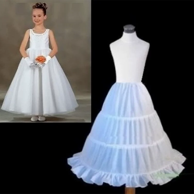 Cosplay Children Petticoat A-Line 3 Hoops Jupon Enfant Kids Crinoline Trim Flower Girl Dress Underskirt Elastic Waist