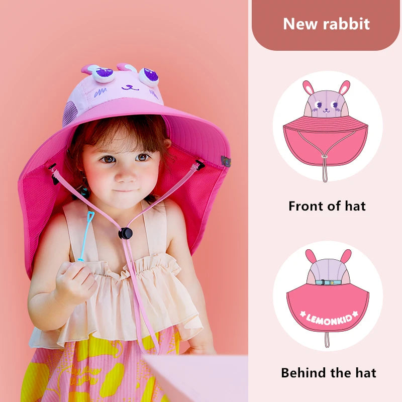 Kids Summer Fashion Sun Hats Casual Unicorn Style Vacation Travel Wide Brimmed Sun Cops Foldable Beach Hats For Children