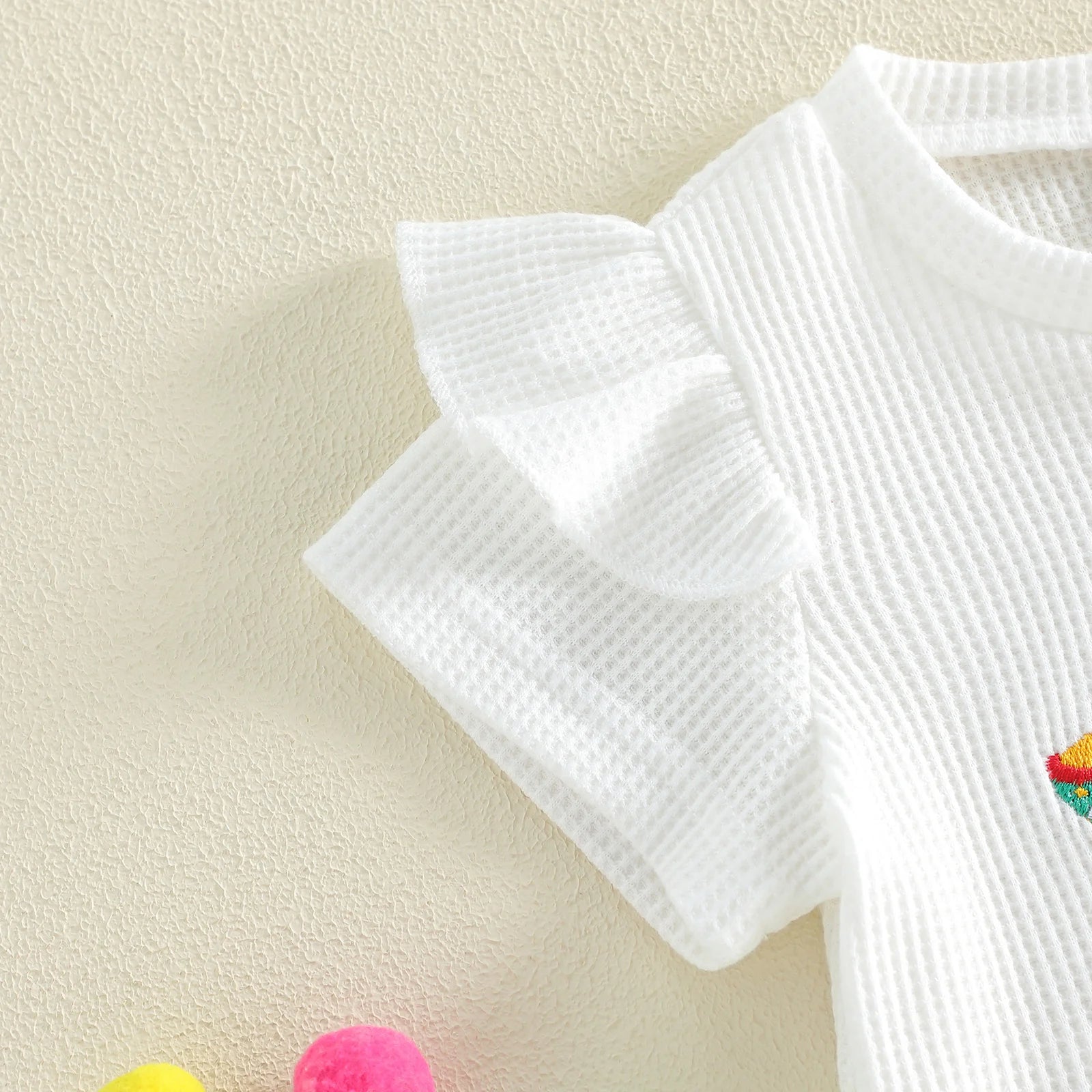 Kids Girl Summer Outfits Sombrero Embroidery Print Short Sleeves T-Shirt and Elastic Flare Pants 2 Piece Clothes