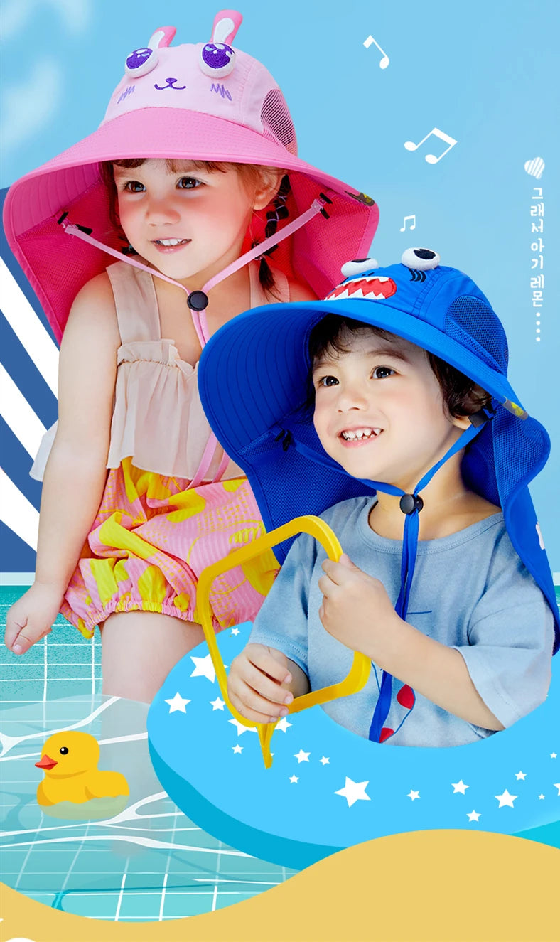 Kids Summer Fashion Sun Hats Casual Unicorn Style Vacation Travel Wide Brimmed Sun Cops Foldable Beach Hats For Children